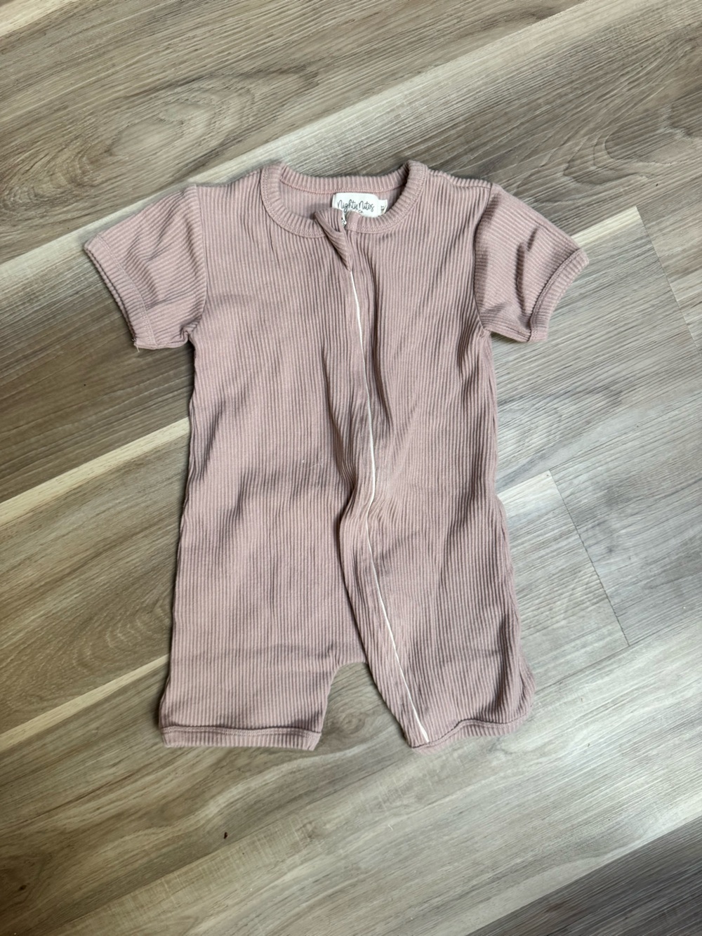 Nighty Nites Ribbed Zipper Pajamas in Dusty Pink
